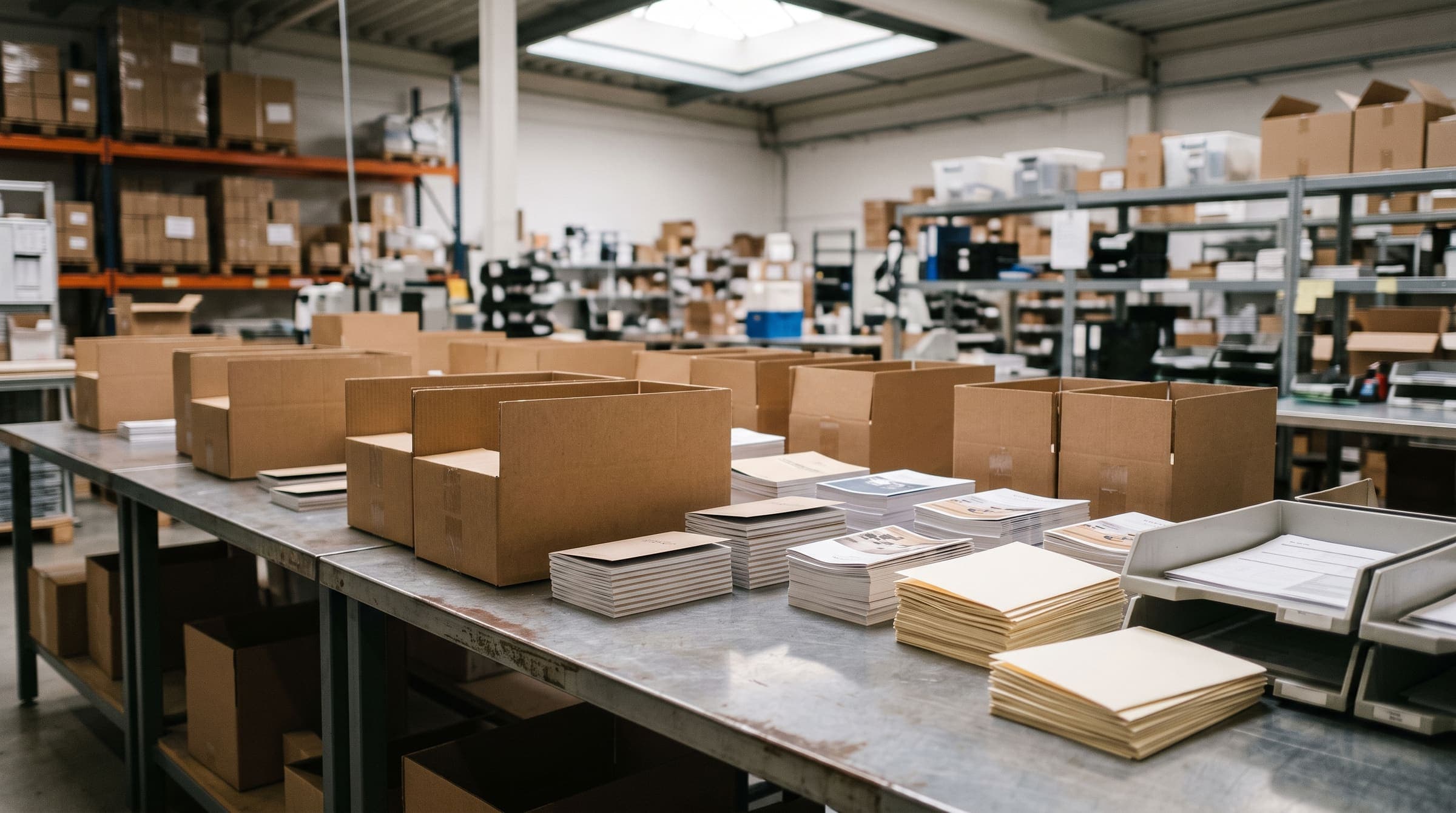 Kitting station with pick-and-pack inventory staged for fulfillment